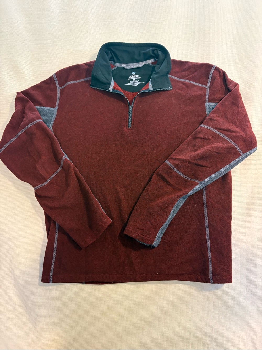 Kuhl Men's Quarter-Zip Pullover - Burgundy with Gray Accents